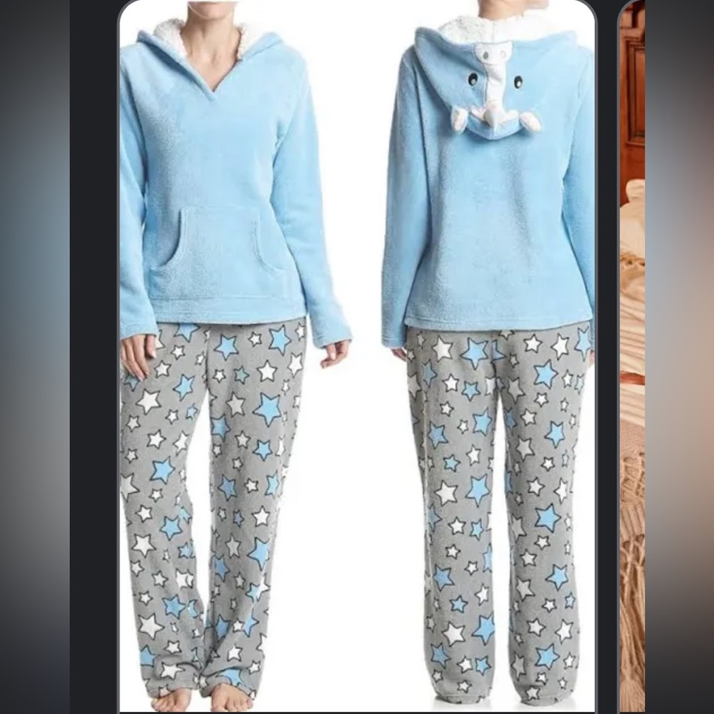 Zoe & Bella Unicorn 2 pc Fleece Pajama Set Hooded Shirt Pants Size small
